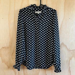 Loft Gingko Leaf Long Sleeve Blouse XS Professional Shirt